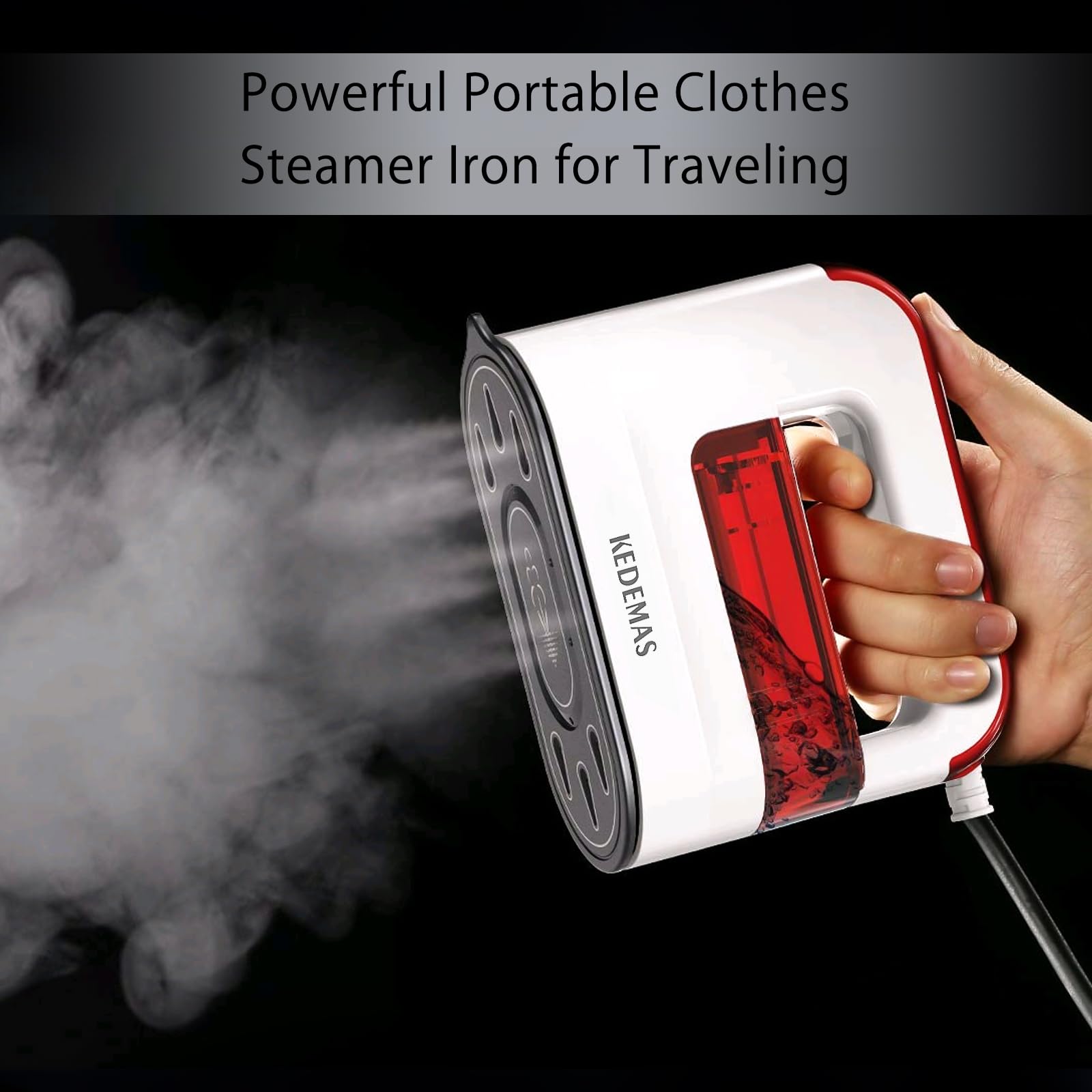 Steamer Iron for Clothes,Travel Mini Iron,1300W Clothes Steamer,Fast Wrinkle Removal with Large 100ml Tank,Ideal for All Fabrics,Compact and Portable Travel Garment Steamer (Red) ONLY FOR 120V