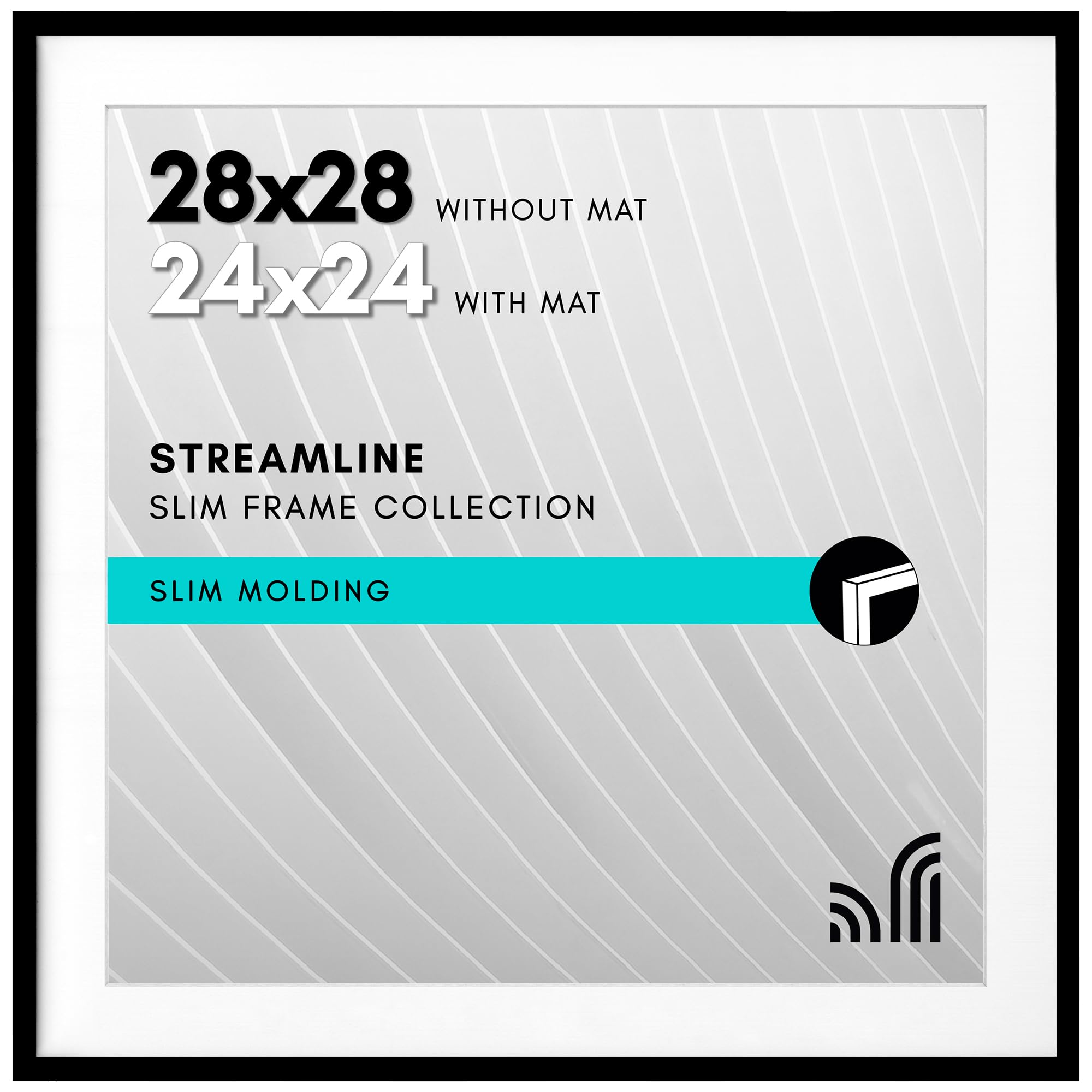 Photo 1 of Americanflat 28x28 Picture Frame with Polished Plexiglass - Use as 24x24 Frame with Mat or Display 28x28 Photo Without Mat - Streamline Collection - Thin Border Square Frames for Wall Display - Black