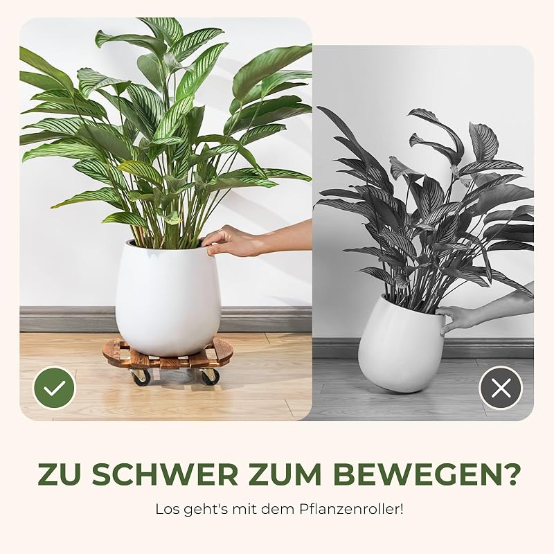 2 suportes para plantas com rodas de 30 cm com rodas, suporte para plantas rolantes com rodas girais e bloqueáveis para interior e exterior, plataforma robusta para plantas