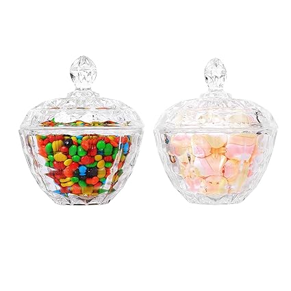 Comsaf Glass Candy Dish With Lid Decorative Candy Bowl Crystal