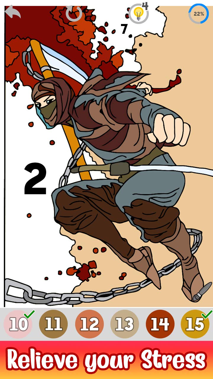 Ninja Color by Number Adult Paint + Glitter + Crayon + Oil Paint