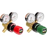 TWSupply Regulator Set for Victor G150 Welding &amp; Cutting Torches &ndash; Oxygen CGA-540 (0781-4241) &amp; Acetylene CGA-200 (0781-4240) &ndash; A Size Hose Connections (3/8"-24)