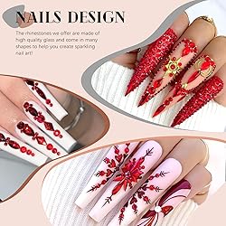 1680Pcs Red Glass Nail Rhinestones 180Pcs Multi