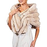 GORAIS Women Wedding Faux Fur Shawl and Wrap Bridal Winter Fur Stole Shrug for Brides and Bridesmaids
