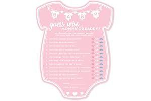 Party Hearty Baby Shower Games for Girl, 50 pcs Pink Mommy or Daddy Guess Who Game, Fun Activity Cards, Baby Shower Ideas
