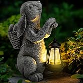 YDKOJGW Solar Garden Outdoor Statues Rabbit with Solar Lantern,Outdoor Bunny Figurines Decorations,Lawn Decor Bunny Statue for Patio, Balcony, Yard Ornament,Unique Housewarming and Easter Gifts