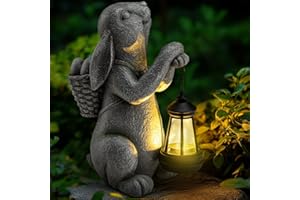 YDKOJGW Solar Garden Outdoor Statues Rabbit with Solar Lantern,Outdoor Bunny Figurines Decorations,Lawn Decor Bunny Statue for Patio, Balcony, Yard Ornament,Unique Housewarming and Easter Gifts
