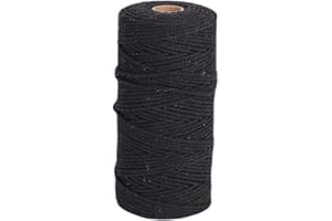 Katkuca Black Twine, 328 Feet Natural Jute Twine Best Arts Crafts Gift Twine Christmas Twine Durable Packing String (Black 328)