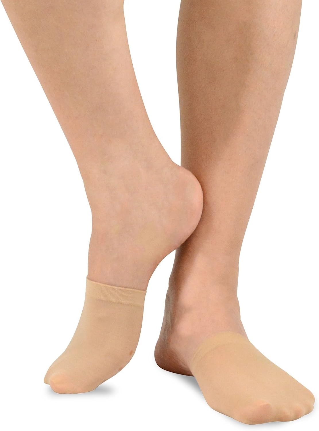TeeHee Womens Seamless Toe Topper Liner Socks 5-Pack with Non-Skid Bottom (Pale Beige-Black) at  Women’s Clothing store
