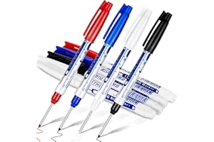 GERSONIEL 4 Pcs Deep Reach Markers Long Nose Waterproof Deep Hole Marker Carpenter Ink 30 mm Reach Permanent and Pens for Carpenters Builders Construction, 4 Colors