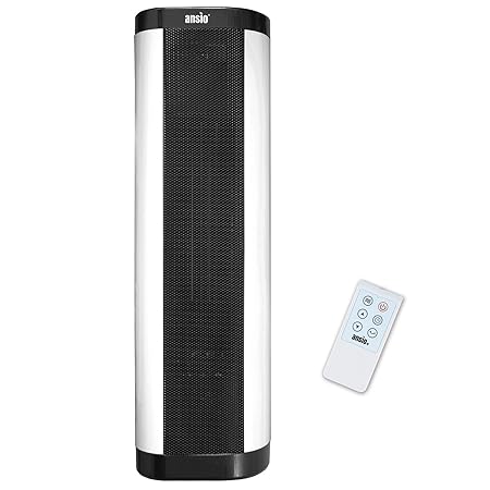 ANSIO Oszillierender PTC-Turm Keramik Heizlüfter mit Fernbedienung - 2000 W Upright/Flachbett-Heizlüfter - Interne Oszillatio