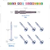 Glarks 160Pcs Pocket Hole Screws #8x1-1/2'' Square Drive Zinc Coarse Thread view 2