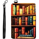 DIGTIALL Vintage Bookshelf Slim RFID Blocking Card Holder Small Pocket Wallet Small Mini Card Case Front Pocket PU Leather Credit Card Organizer With Zipper for Women Men