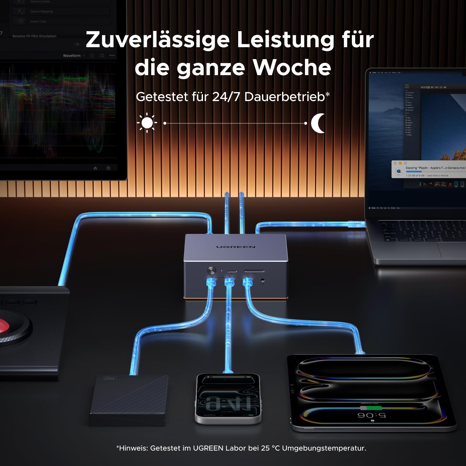 UGREEN Maxidok Thunderbolt 5 Docking Station, Revodok 17-in-1 TBT5 Dock, 120Gbps Datentransfer, 8TB M.2 NVMe SSD, Single 8K/Dual 6K@60Hz, 140W Aufladen, 2.5GbE, Kühlsystem für TBT5/4-Laptops 7