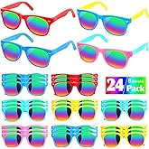 Kids Sunglasses - 24 Pack Summer Party Supplies for Boys Girls, Neon Sunglasses for Kids, Pool/Beach Party Favors, Great Gift for Birthday and Outdoor Activity Age 3-10