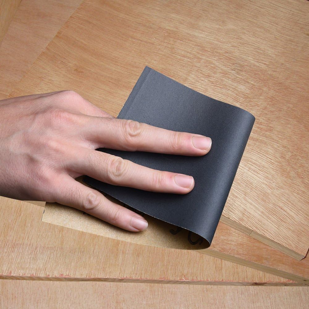 Abrasive Dry Wet Waterproof Sandpaper Sheets Assorted Grit of 400/600/ 800/1000/ 1200/1500 for Furniture, Hobbies and Home Improvement, 12 Sheets (9 x 3.6 Inch) - - 