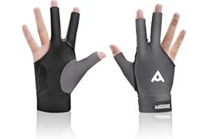 AsbaSweet Pool Glove Left Hand, Billiards Gloves 3-Finger Lycra Glove with Anti-Slip Silicone & Breathable – Billiard Gloves Popular Sizes for Men & Women