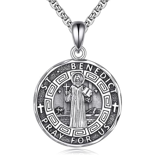 Saint Benedict Necklace | Cadena Con Dije En Plata Ley 925 - Foto 4