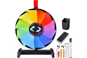 WinSpin 12 Inch Prize Wheel - Carnival Games Roulette Wheel with Dry Erase Marker - 12 Slots Tabletop and Wall Mounted Heavy Duty Spinning Wheel for Trade Shows, Parties and Outdoor Events
