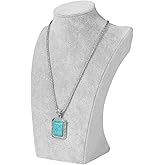 Flexzion Necklace Bust Display Stand (1 Pack) - 10 Inch 3D Mannequin Gray Velvet Necklace Display Holder for Home, Boutique & Trade Shows - Jewelry Display for Selling Necklace, Pendants, Chokers