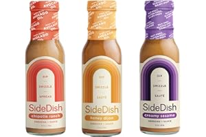 SideDish Salad Dressing Variety Pack (Pack of 3) – Chipotle Ranch, Creamy Sesame, Honey Dijon Made w/Avocado Oil – Healthy, Dairy & Gluten Free Cooking Sauces – Whole30 Dressing for Dips, Sauces