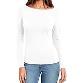 Abardsion Women Boat Neck Tops Cotton Long Sleeve Shirts Slim Fitted Fall Spring Y2K Clothes Outfits 2026