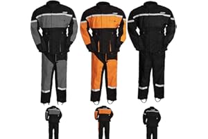 BIKERSGEARONLINE MEN'S MOTORCYCLE RIDING RAIN SUIT HIGH VISIBILITY Grey, Black, Orange colors option (Black, 2XL)