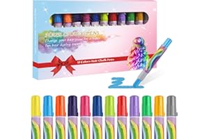 MSDADA Hair Chalk Pens - 12 Color Temporary Washable Hair Dye for Kids - DIY Makeup Birthday Party Halloween Christmas Gifts Toys for Ages 6-12 Years