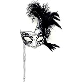 STORM BUY Women's Masquerade Feather Mask Venetian Halloween Wedding Mardi Gras Costumes Party Ball Prom Masks For Adult