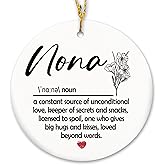 shiviody Nona Gifts Ornament, Grandma Gifts from Grandchildren, Mothers Day Grandmother Birthday Gift, Thank You Gift for Grandma,Nona Definition Decoration Ceramic Hanging Ornament