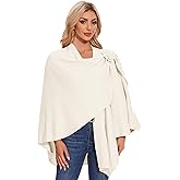 PULI Womens Elegant Cross Front Shawl Wraps Floral Wraps Soft Ponchos Cape Warm Travel Shawls