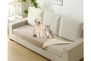 LPMOERA Waterproof Reversible Couch Cover Sofa Covers for Dogs and Pets Washable Furniture Protector Slipcover for Children Beige 30 * 70 Inch(Pack of 1)