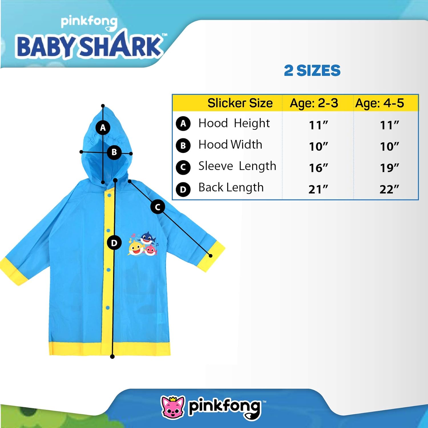 Baby Shark unisex-child Kids Umbrella and Slicker, Baby Shark Rainwear Set for Boys and Girls: Clothing