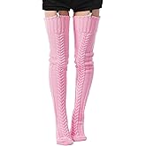 Moon Wood Women's Thigh High Socks Extra Long Winter Stockings Thick Cable Knitted Socks Over Knee Leg Warmers