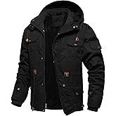 Dr.Cyril Men's Thick Winter Jackets Fleece Lined Thick Jackets Hood Work Jackets Coat Cotton Military with Cargo Pockets