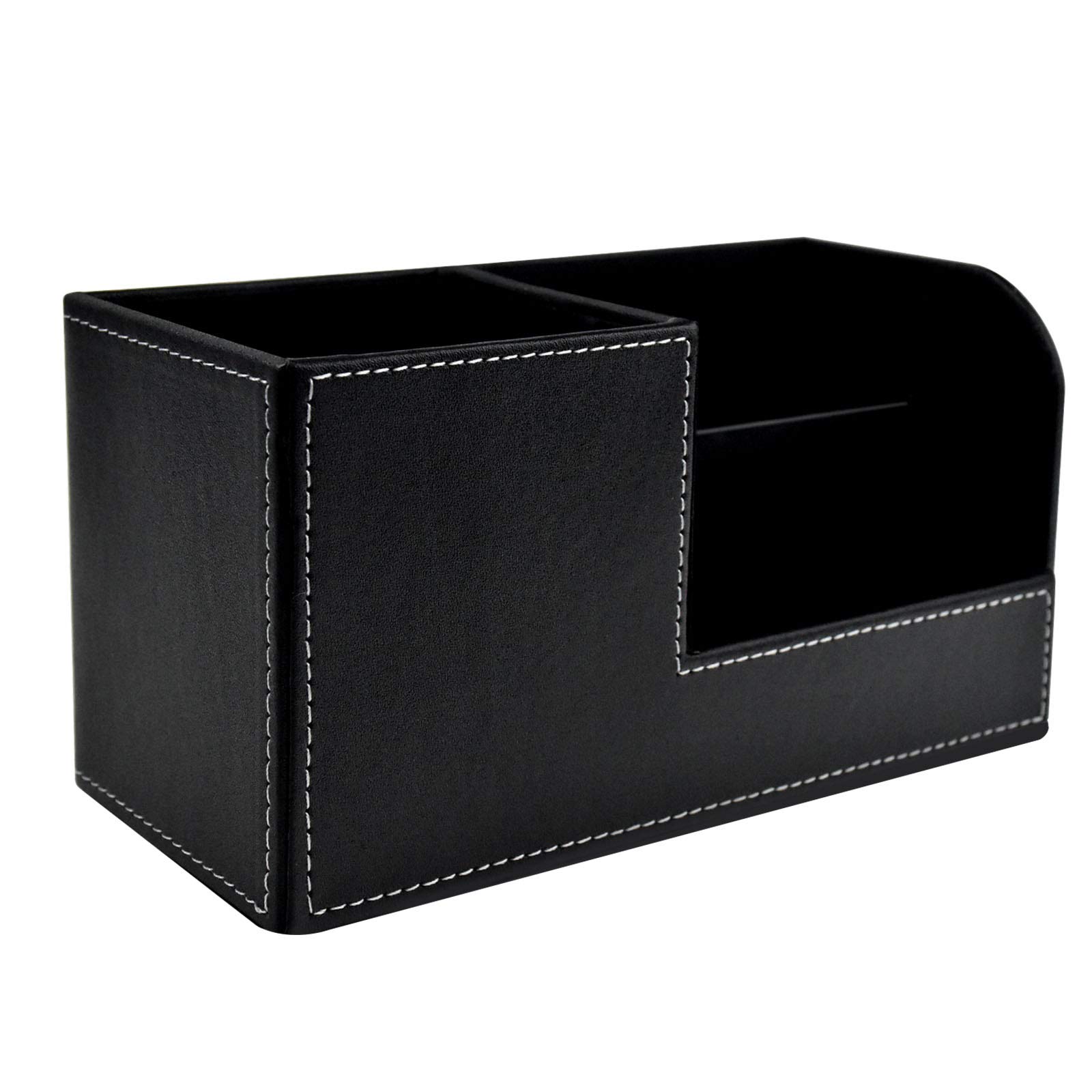 Chstarina Black Classic Desk Organiser, Multifunction Leather Pen Pencil Pots Holder, Desk Tidy, Remote Control Storage