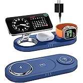 Upgraded 3 in 1 Wireless Charging Station for Apple Devices, Faster Mag-Safe Charger Stand, Magnetic Charger Station for iPhone 17/16/15/14/13/12 & AirPods Pro & Apple Watch Series (Sapphire Blue)