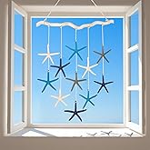 JQAQJU Wooden Coastal Beach Wall Hanging Decor with Starfish Driftwood Handmade, Ocean Seashell Nautical Decoration for Home Indoor Outdoor Bathroom, Bedroom, Living Room