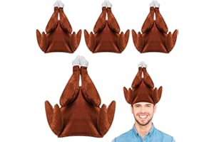 Geyoga 4 Pcs Thanksgiving Turkey Hats for Adults Plush Turkey Hat with Legs Headband for Carnival Cosplay Thanksgiving Party