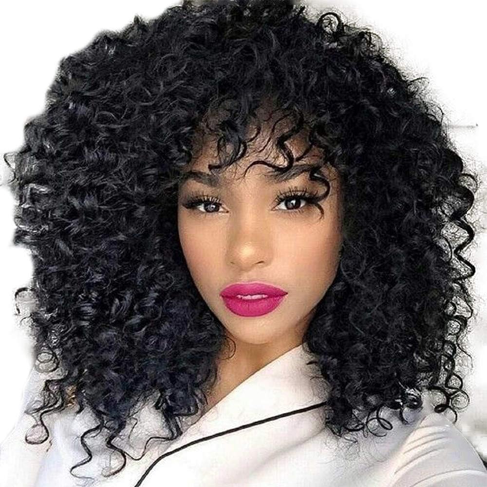 IMJONO Wig, party summer St. Patrick's Day 2019 Surprise Best Gift for Girlfriend Lover Wife Brazilian Less Lace Front Full Wig Bob Wave Black Natural Looking Women Wigs