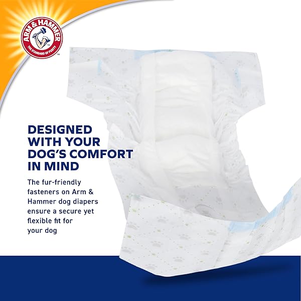 ARM & HAMMER FOR PETS DISPOSABLE FEMALE DOG DIAPERS WITH ODOR CONTROL AND WETNESS INDICATOR, LEAK RESISTANT DOG DIAPERS FOR INCONTINENCE AND HEAT CYCLES, SIZE MEDIUM 16.5–21 IN WAIST, 12 COUNT – 6 PK