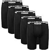 POUDEW Men's Breathable Mesh No Roll Waistband Tagless Athletic Underwear Boxer Briefs, Pack of 5