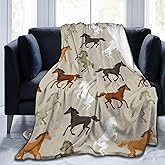 Horse Cartoon Cool Blanket Soft Lightweight Throw Blankets Cozy Flannel Bed Throws for Sofa Couch Travel Home Room Bedroom Decor Gifts for Girls Boys Kids Adults 60"x50"