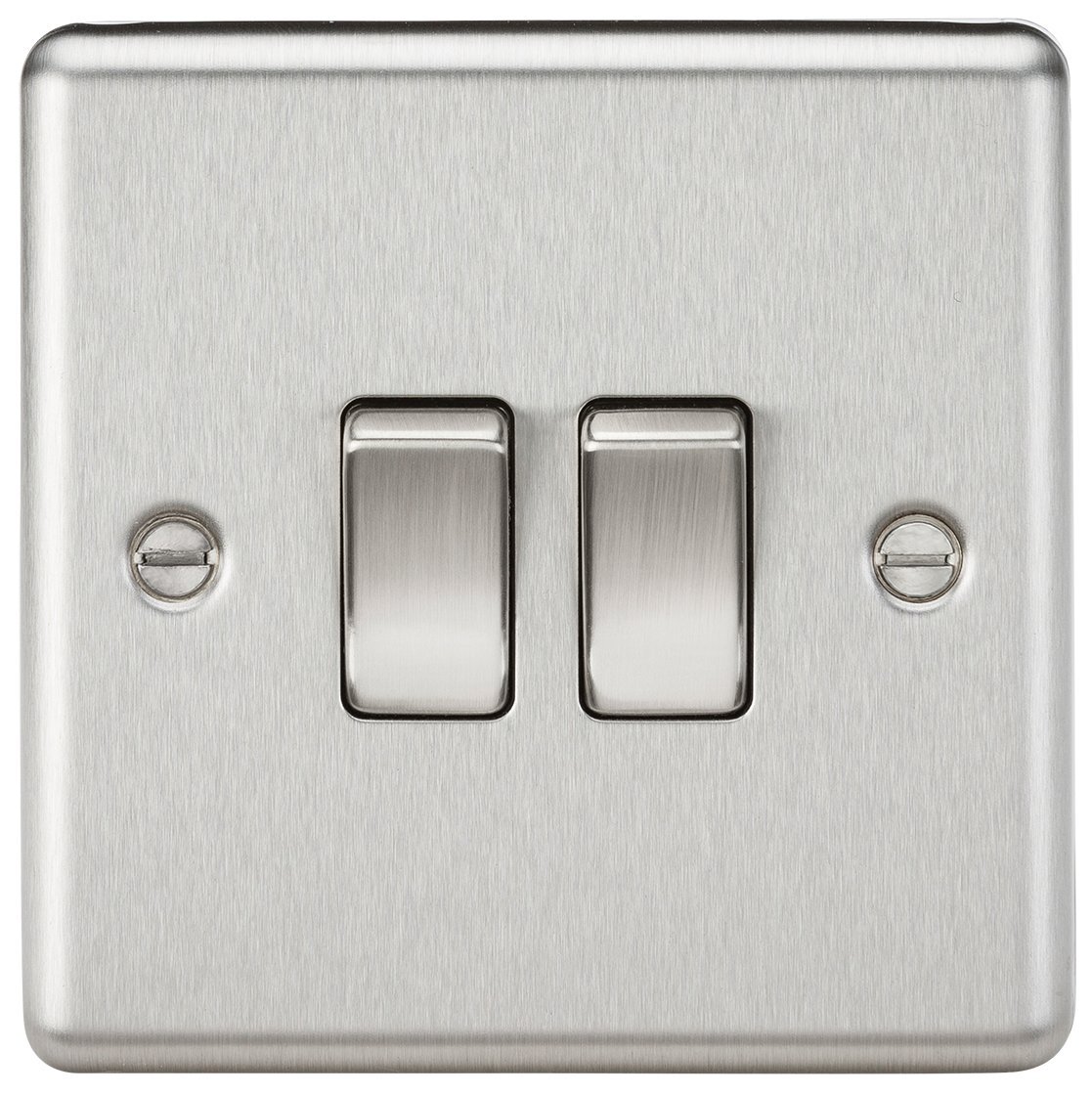 Knightsbridge CL3BC 10 A 2G 2 Way Rounded Edge Brushed Chrome Plate Switch, Silver