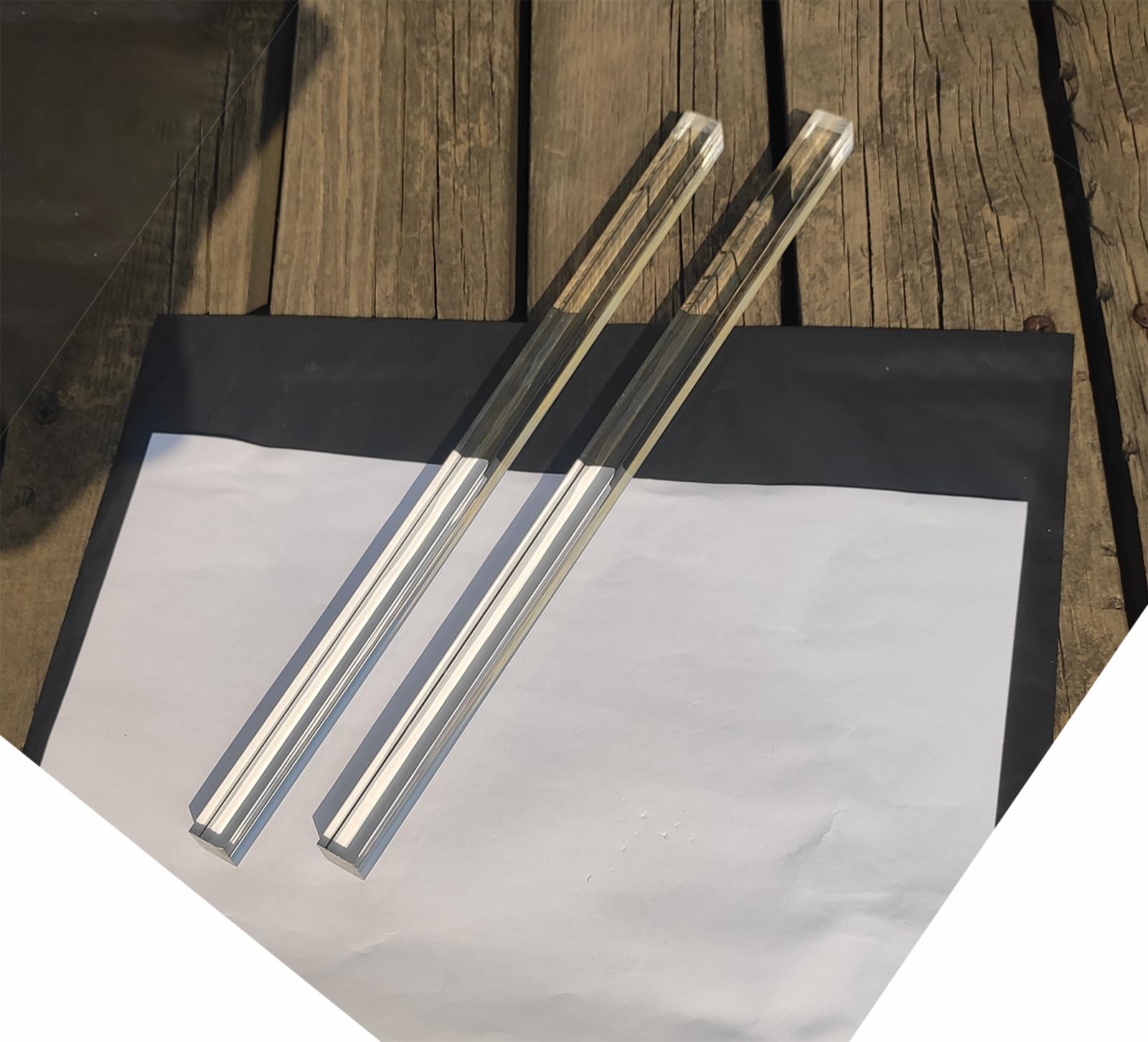 Photo 1 of 2pcs 19/32"x19/32"x12in 0.6"(15mm) Clear Acrylic Square Rods PLEXIGLASS Lucite Plastic Rod