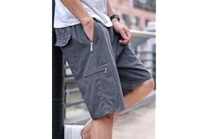 Casual Outdoor Shorts for Men, Made of 100%, Featuring Zippered Pockets and an Adjustable Drawstring Waistband