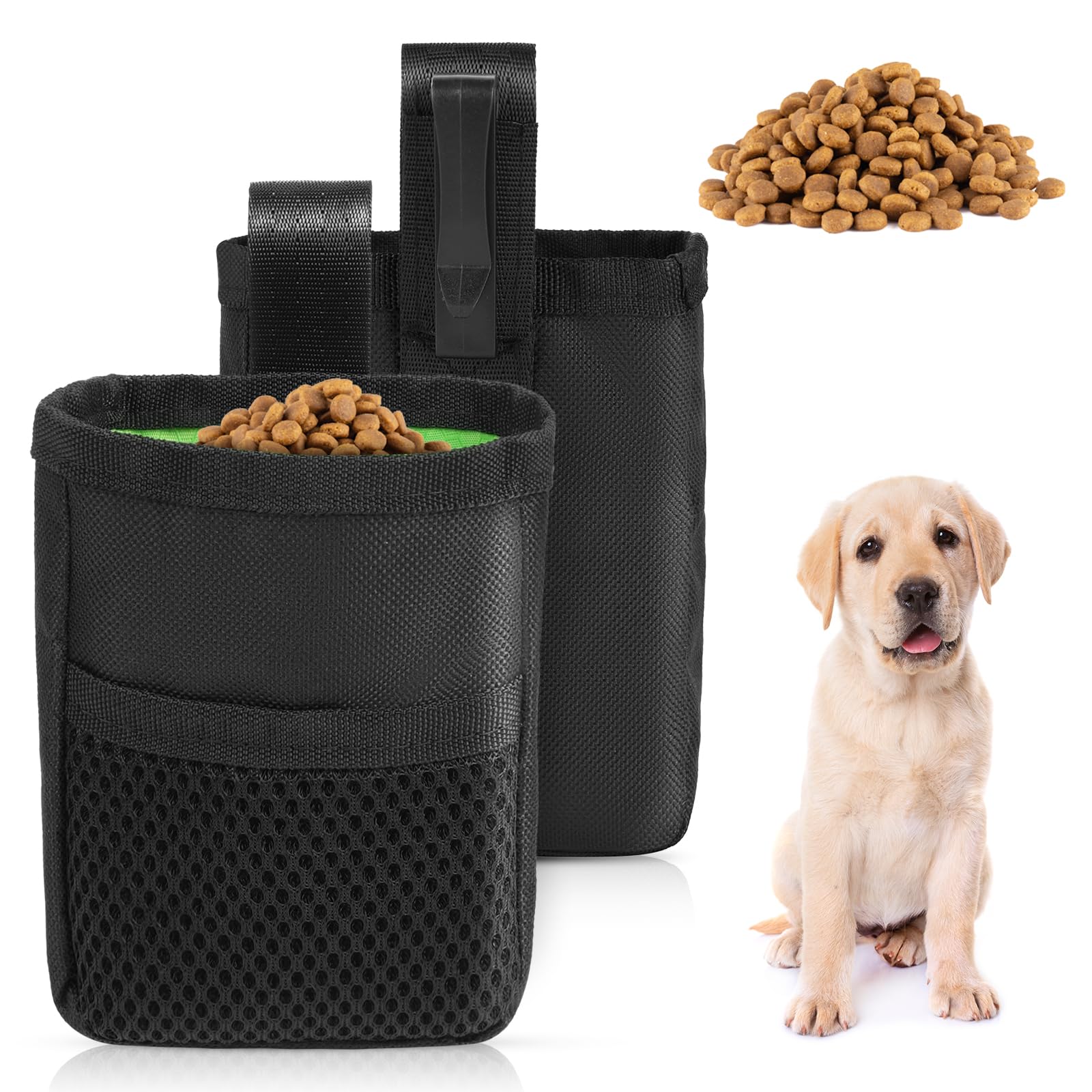 Aomig Small Dog Treat Bags, Dog Treat Bags Waist Hanging, Hand Free Puppy Treat Snack Bag for Dog Training Walking Outdoor, Dog Treat Carrier, Training Treat Bag for Dog Cat Feeding Travelling
