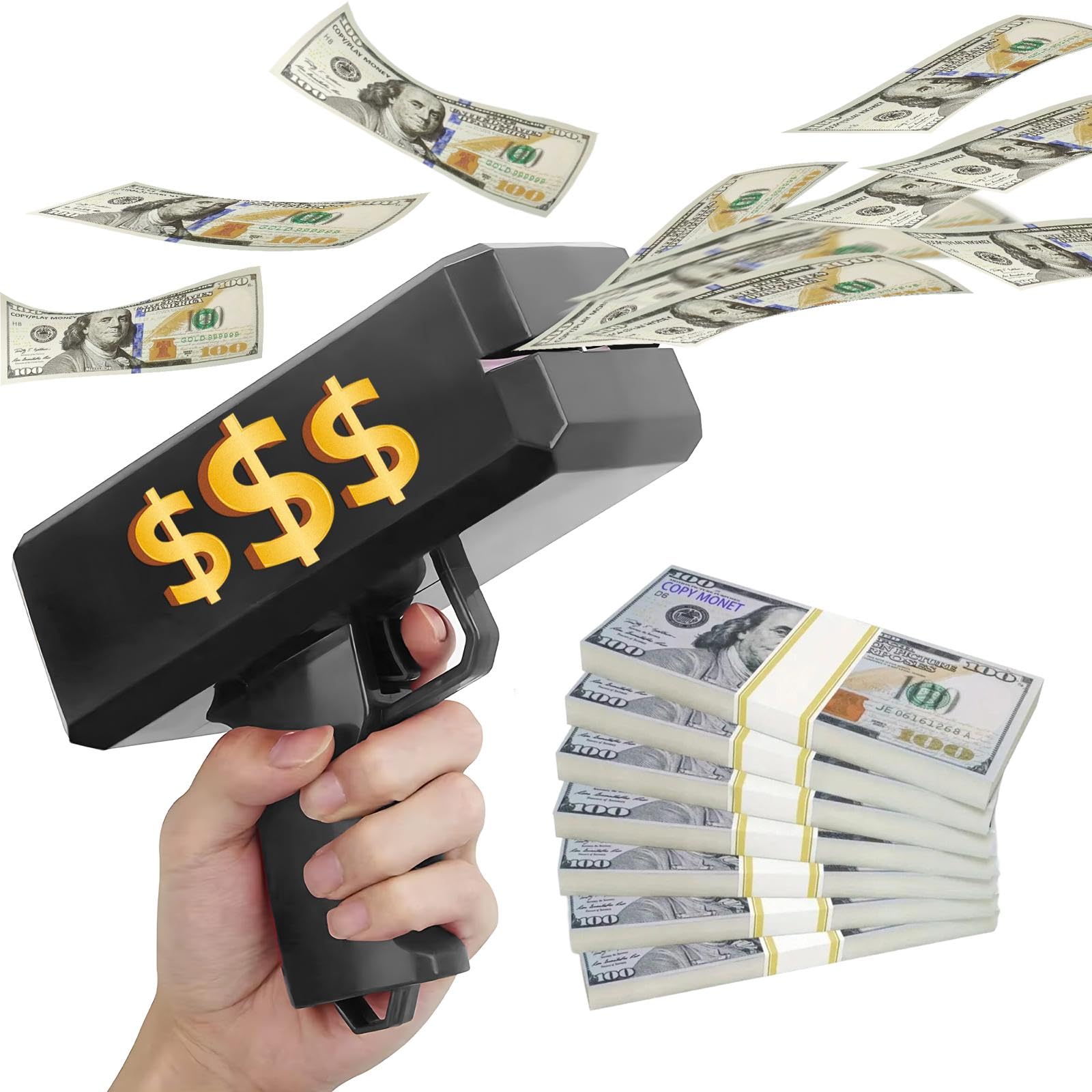 Black Money Gun Prop – Realistic Cash Shooter for Parties, Movies, Games & Events