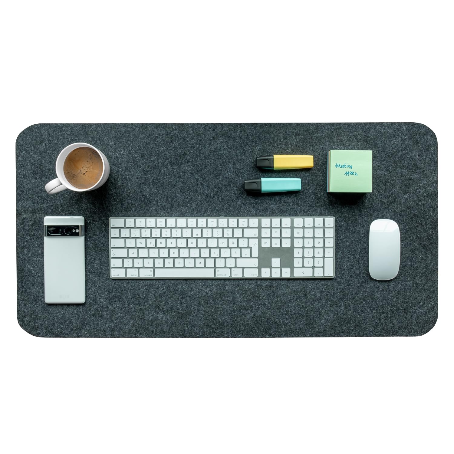 Rubberneck Premium Felt Deskmat - Washable & Non-Slip - for Office and Gaming - 40 x 80 cm, Dark Grey