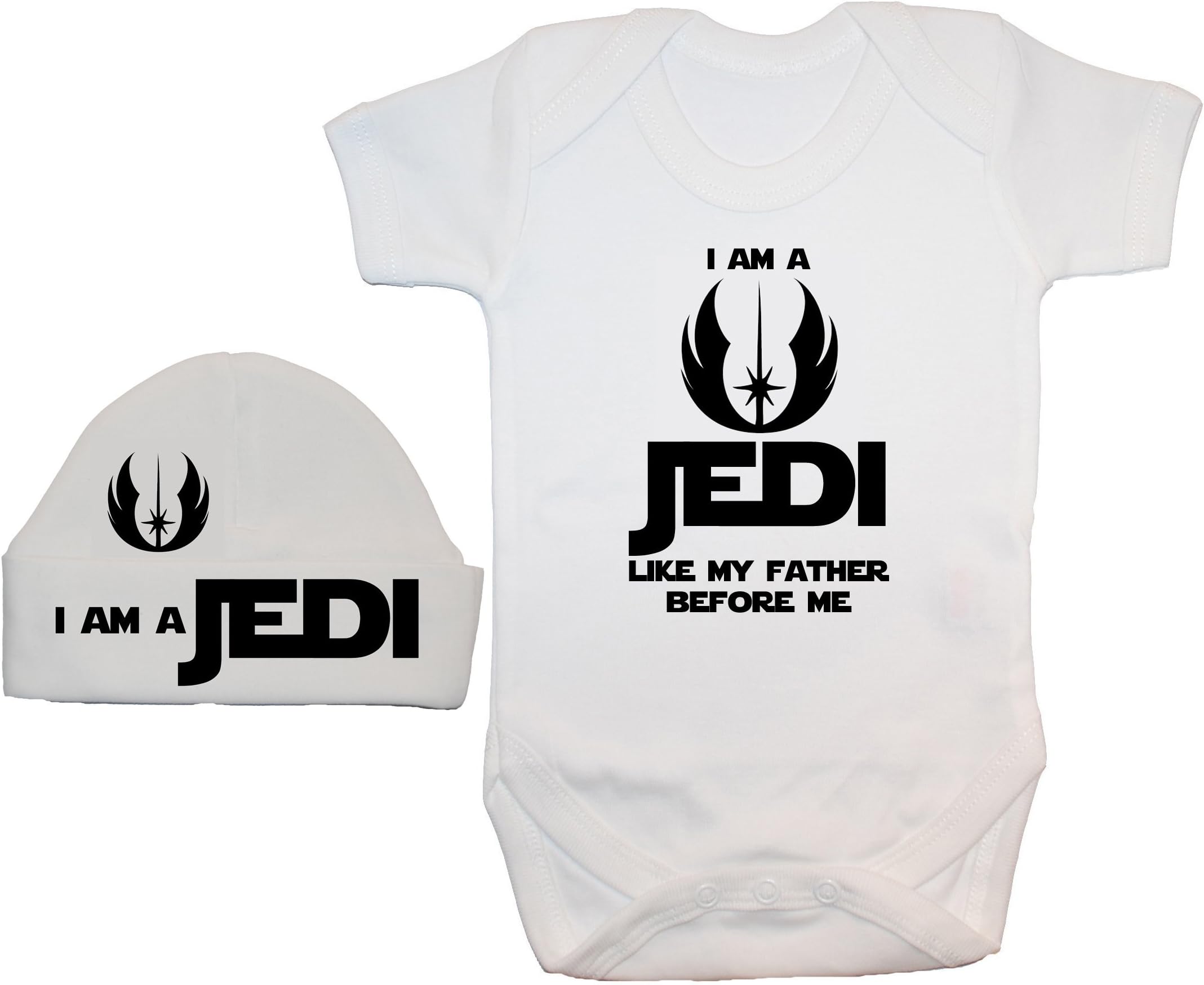 Acce Products I Am a Jedi Like My Father Before Me Baby Grow/Bodysuit/Romper/T-Shirt & Beanie Hat/Cap 0 to 12 Months